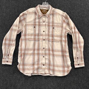 REI Cooperative Shirt Women's XL Beige Brown Plaid Flannel Button Up Outdoor